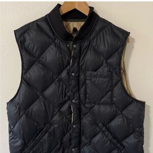 Todd Snyder Italian Quilted Nylon Liner Down Vest Black Tan 650 Fill Gorpcore-L